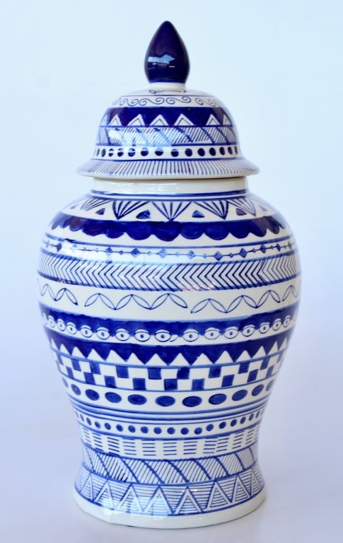 BLUE STRIPE GINGER JAR  45X23CM